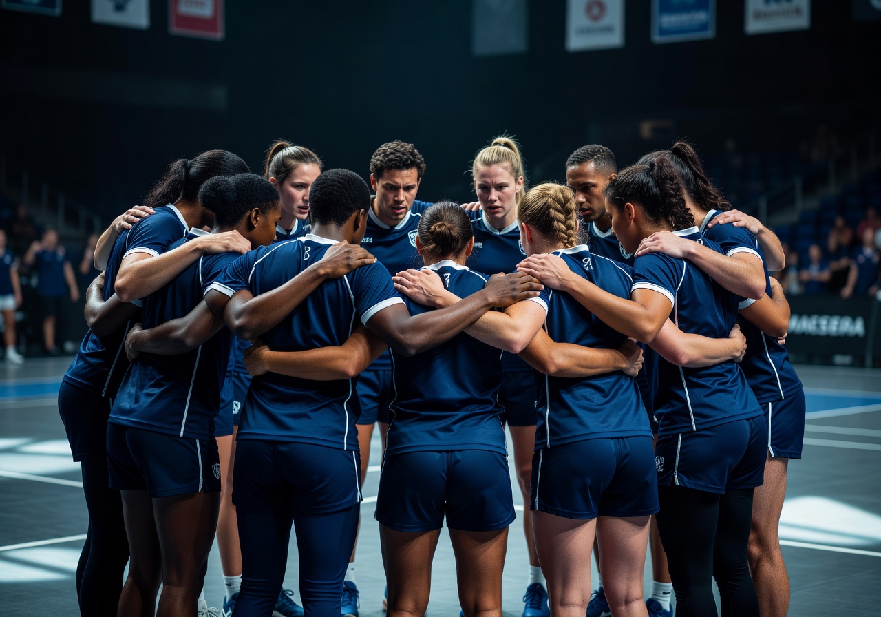Team huddle moment before competition